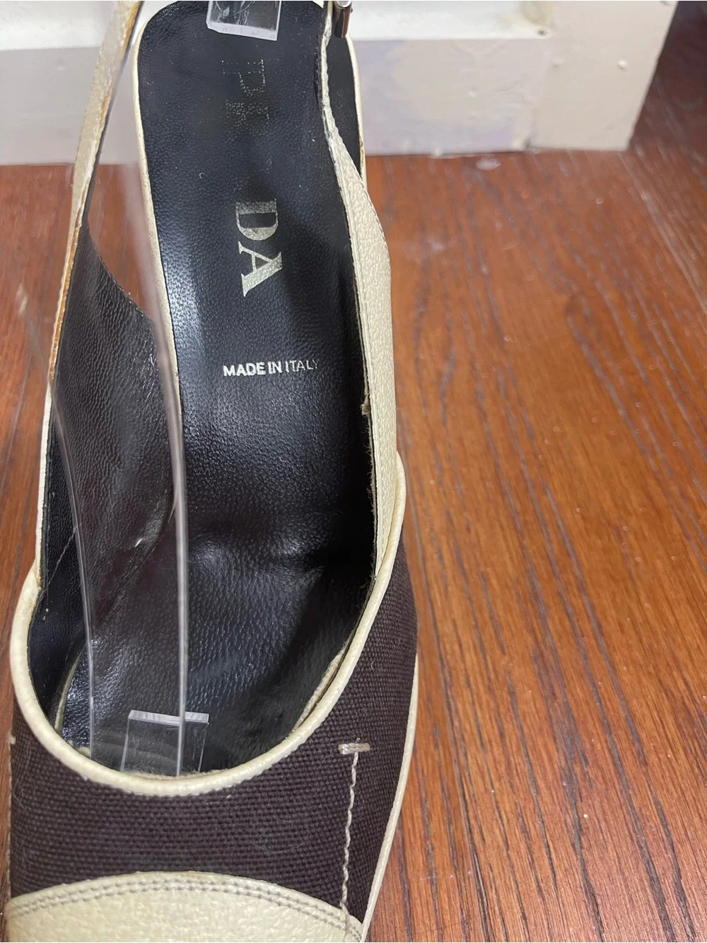 Rare Vintage PRADA Spring 2008 Runway Archive Canvas Platform Slingbacks 8.5